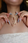 Load image into Gallery viewer, Cursive jumbo CZ initial necklace
