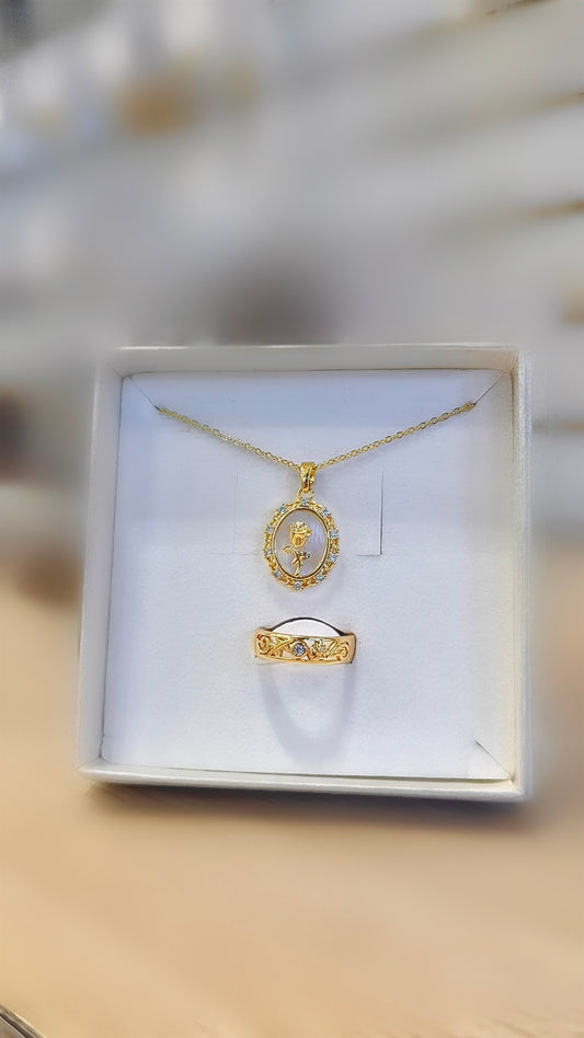 “Love” 14k gold filled heart set