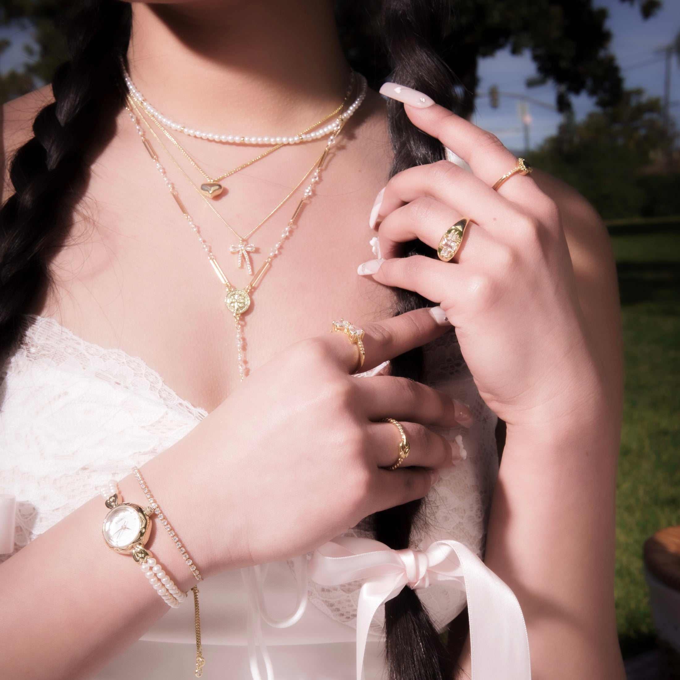 “coquette” 14k gold filled bow necklace