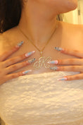 Load image into Gallery viewer, Cursive jumbo CZ initial necklace