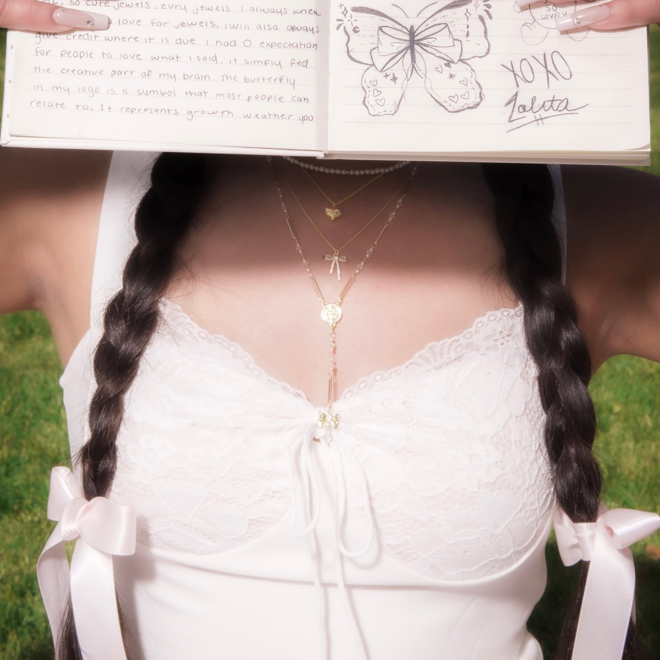 “coquette” 14k gold filled bow necklace