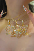 Load image into Gallery viewer, Cursive jumbo CZ initial necklace