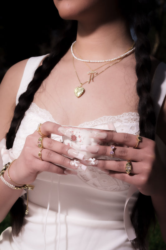 “Juliette” 14k gold filled cubic zirconia bow adjustable ring