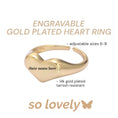 Load image into Gallery viewer, 14k gold plated engravable name heart ring