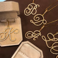 Load image into Gallery viewer, Cursive jumbo CZ initial necklace