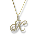 Load image into Gallery viewer, Cursive jumbo CZ initial necklace