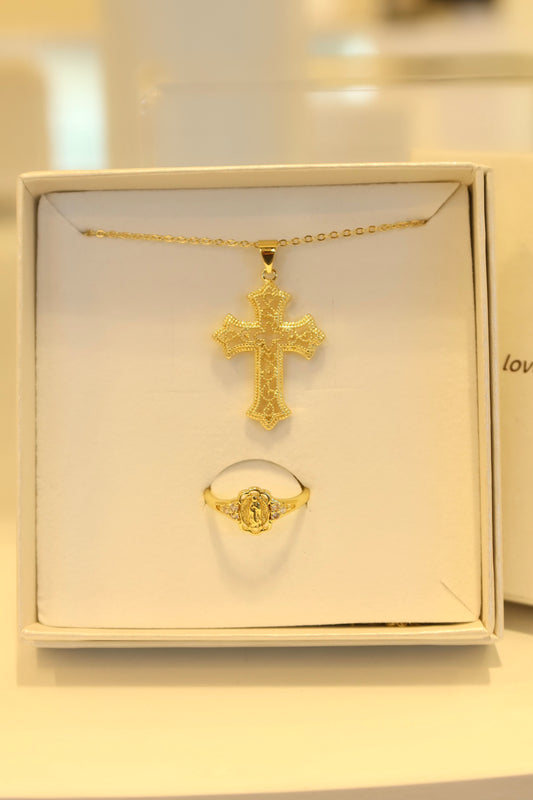 “Holy” 14k gold filled cross set
