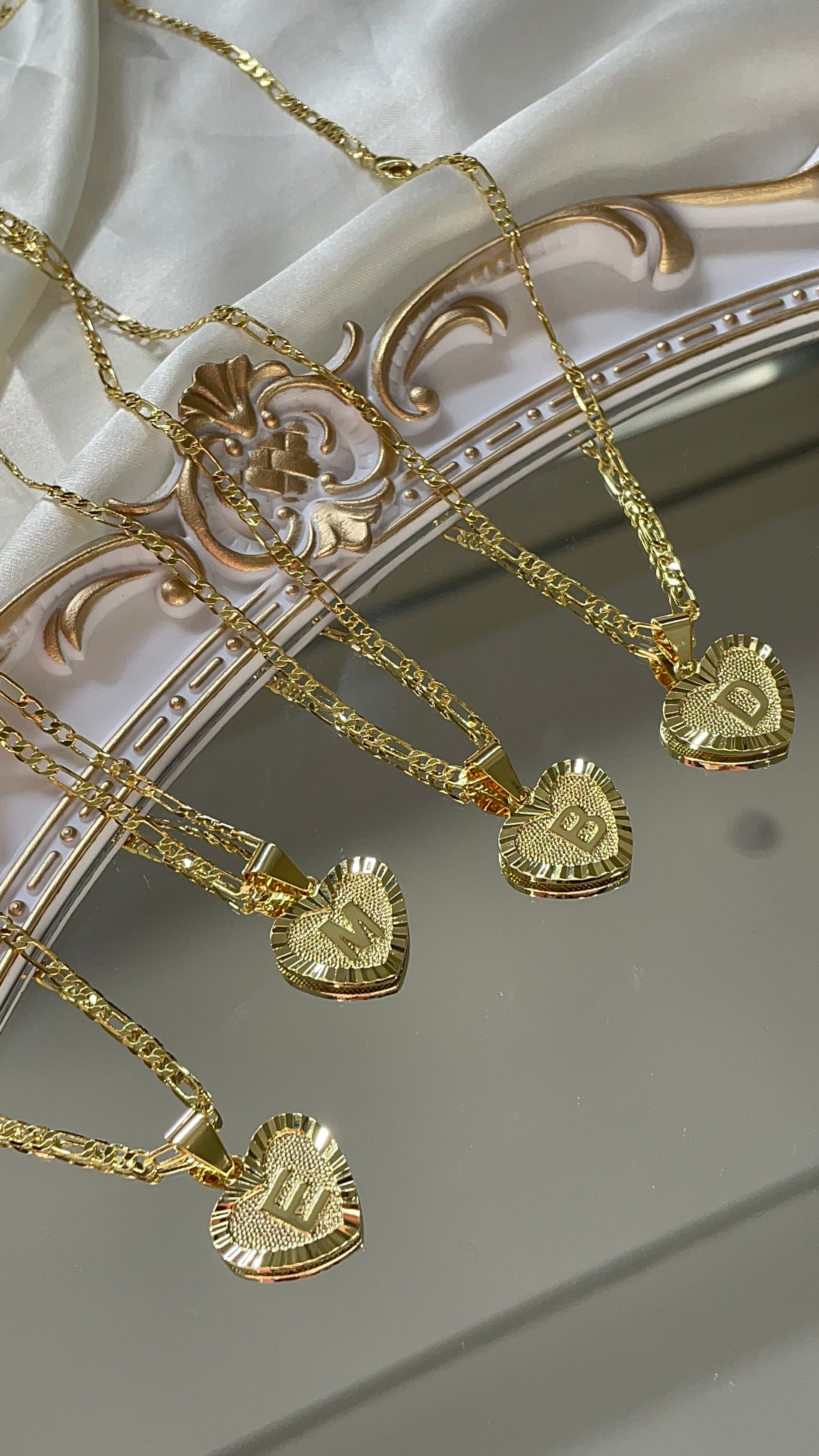 24k gold filled initial heart necklace