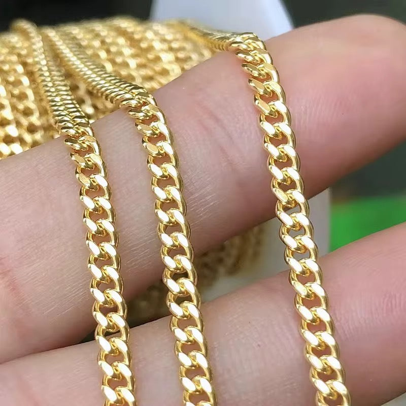 14K Gold Filled 2mm Flat Curb Link Chain - classy chain