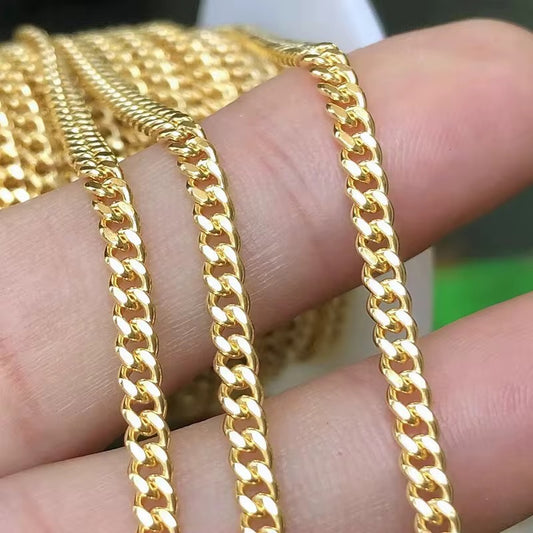 14K Gold Filled 2mm Flat Curb Link Chain - classy chain