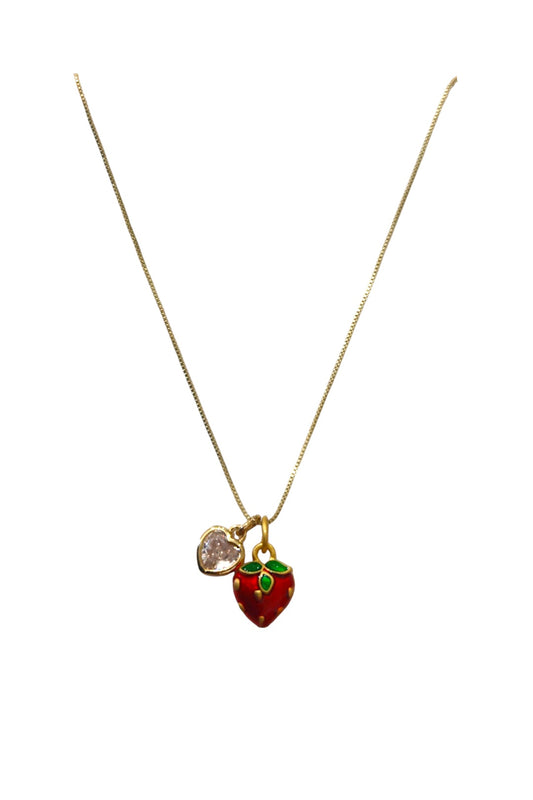 strawberry heart gold filled necklace