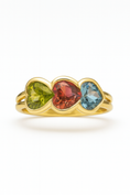 Load image into Gallery viewer, 14k solid gold vintage ring - Peridot, Pink Tourmaline, Blue Topaz natural gemstones
