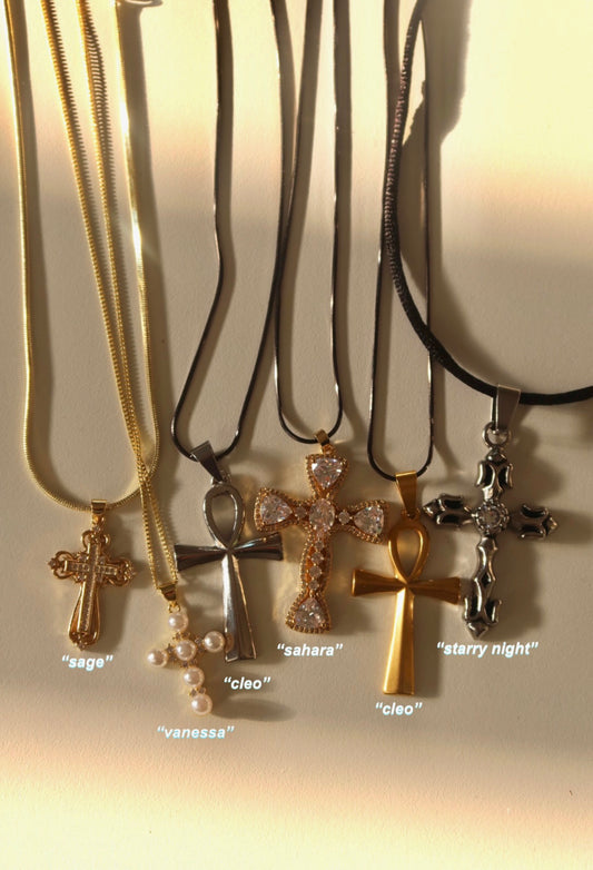 “sage” 14k gold filled cross necklace