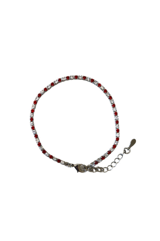 “dainty” cz silver red bracelet