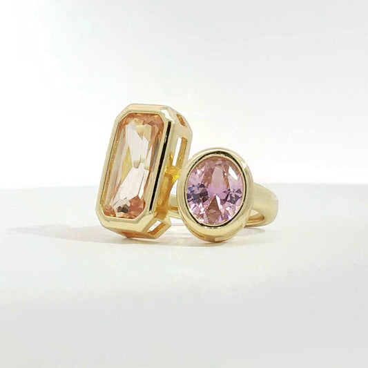 "paradise" baby pink and champagne ring