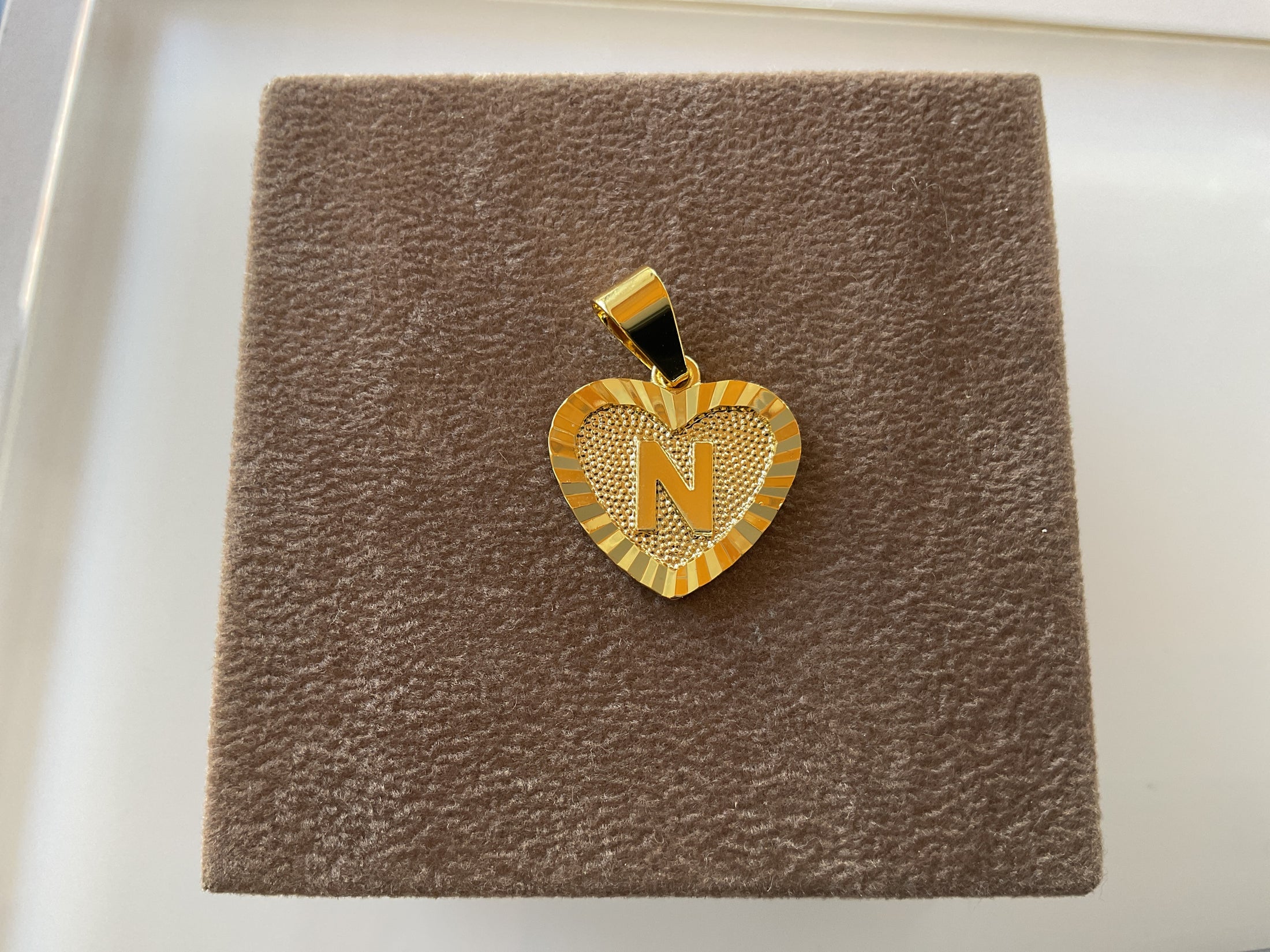 24k gold filled initial heart necklace