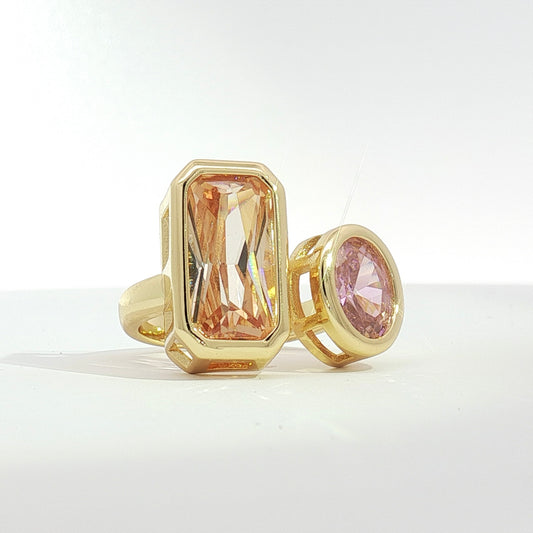 "paradise" baby pink and champagne ring