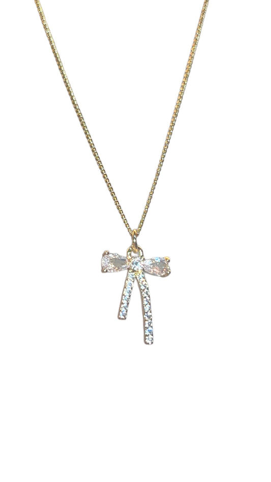 “coquette” 14k gold filled bow necklace