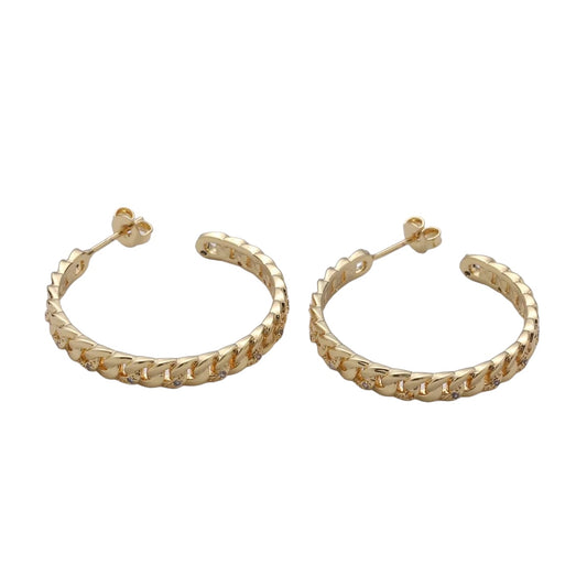 “buckle chain” 14k gold filled hoops