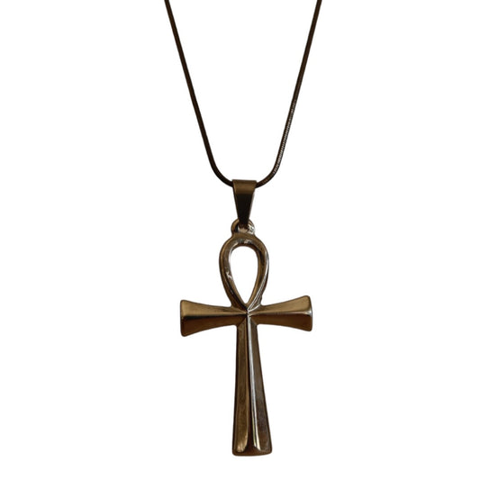 “cleo” stainless steel cross black cord necklace