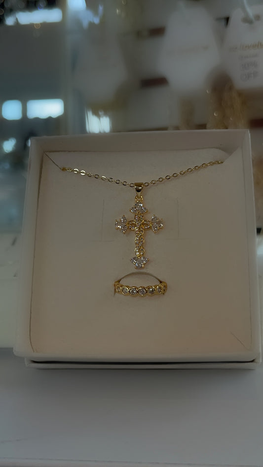 “Holy” 14k gold filled cross set