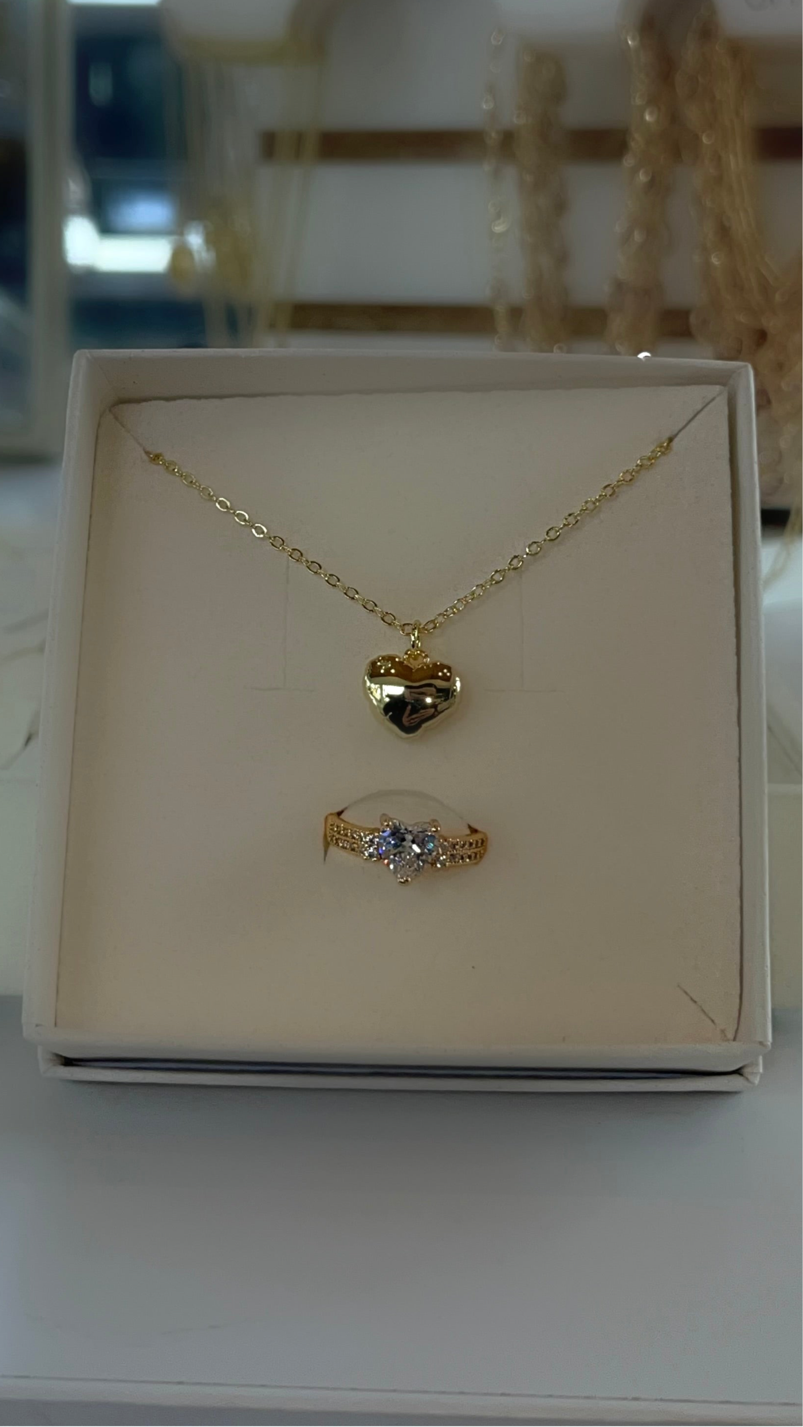 “Love” 14k gold filled heart set