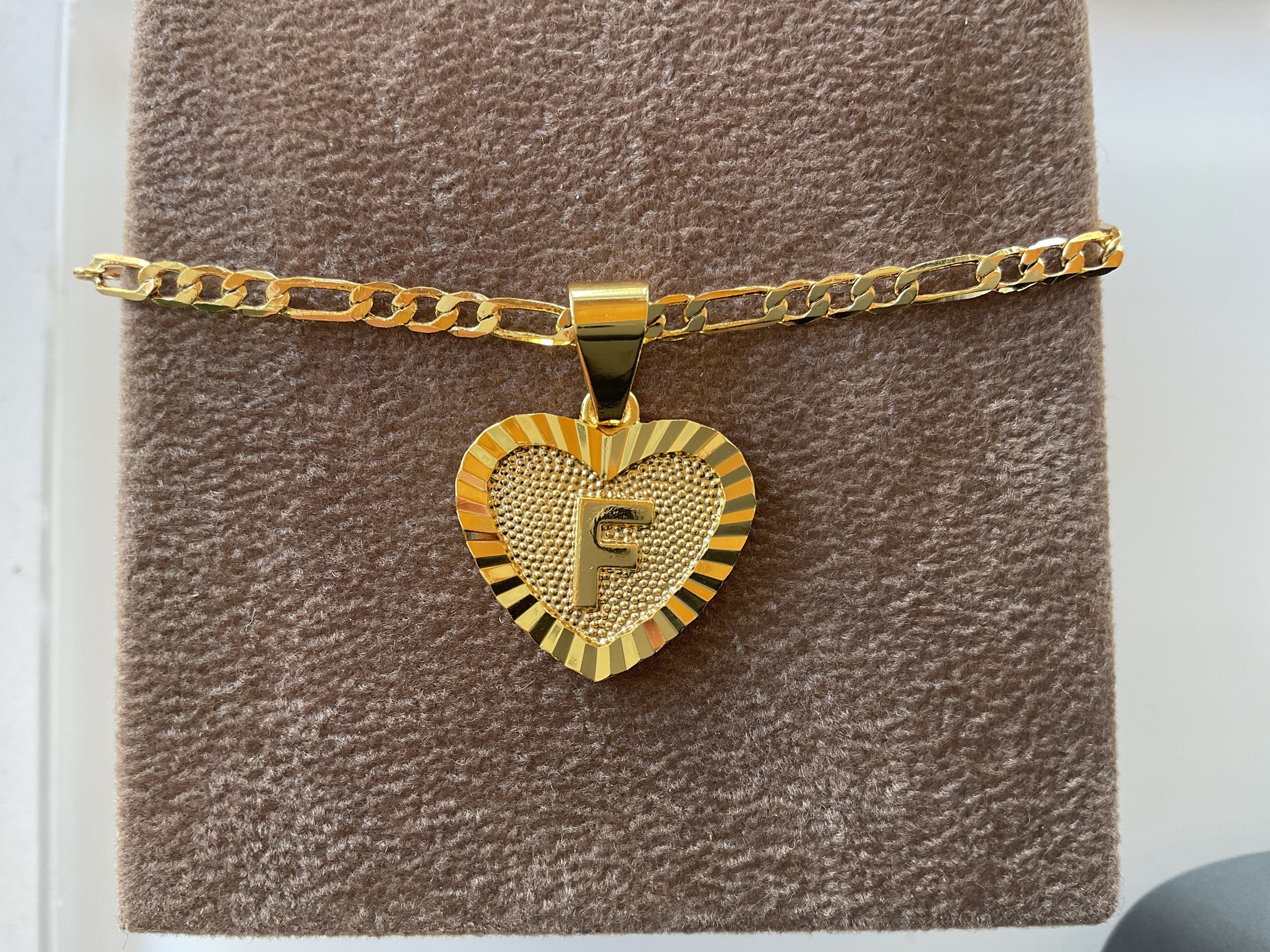 24k gold filled initial heart necklace