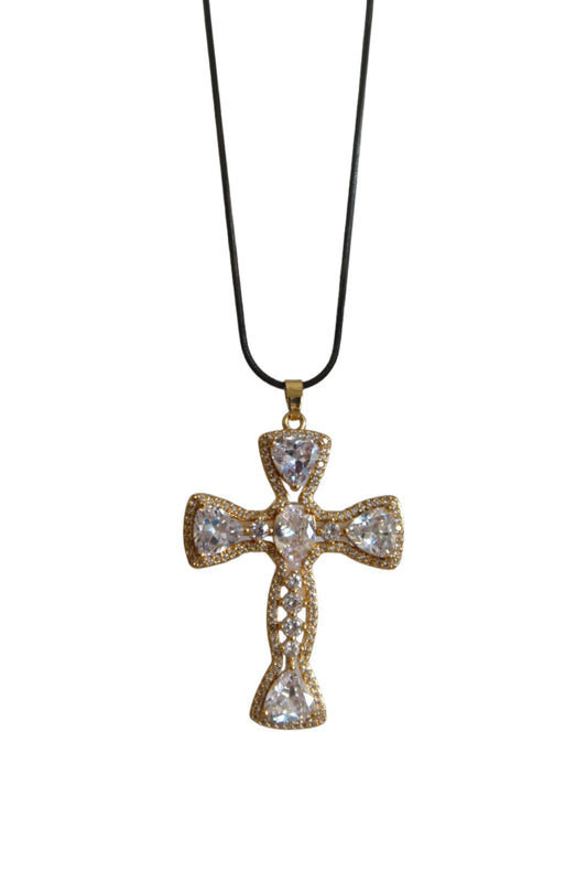 “sahara” 14k gold filled cz cross necklace