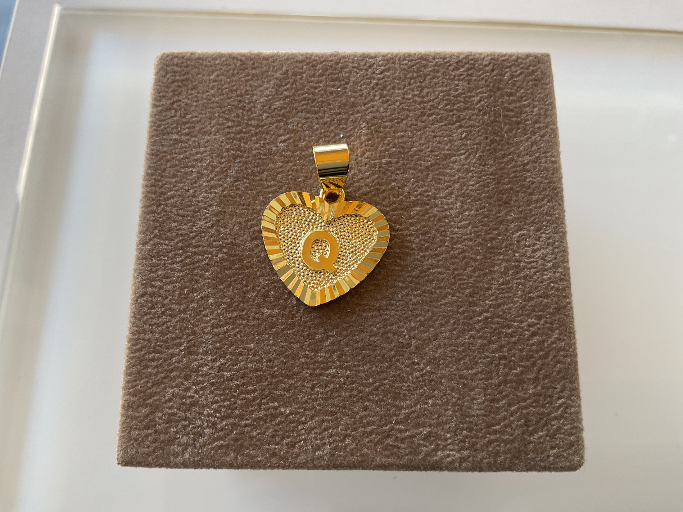 24k gold filled initial heart necklace