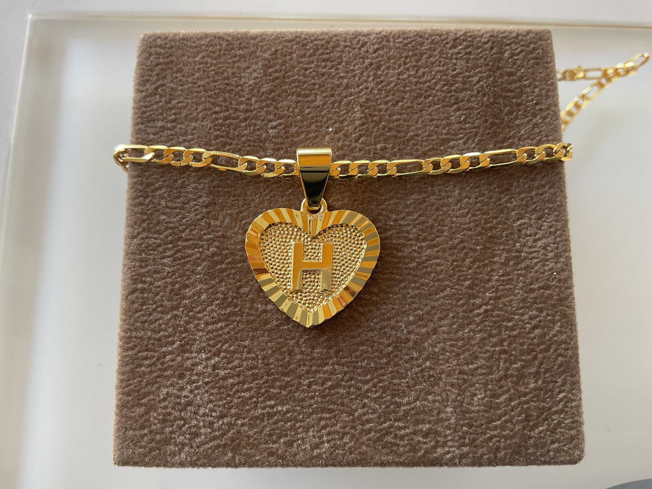 24k gold filled initial heart necklace
