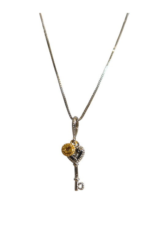 “love story” silver key necklace