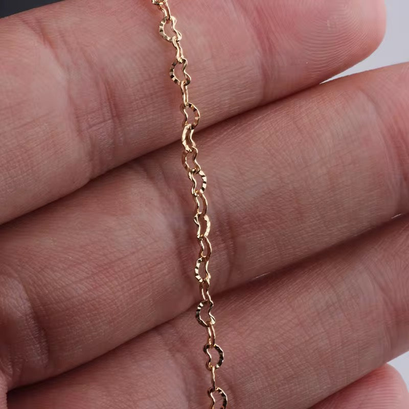 14K Gold Filled Patterned Heart Chain - Dainty chain