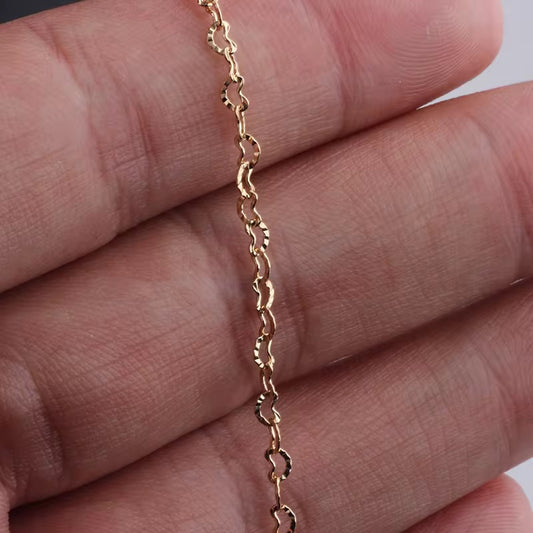PER INCH 14K Gold Filled Patterned Heart Chain - Dainty chain