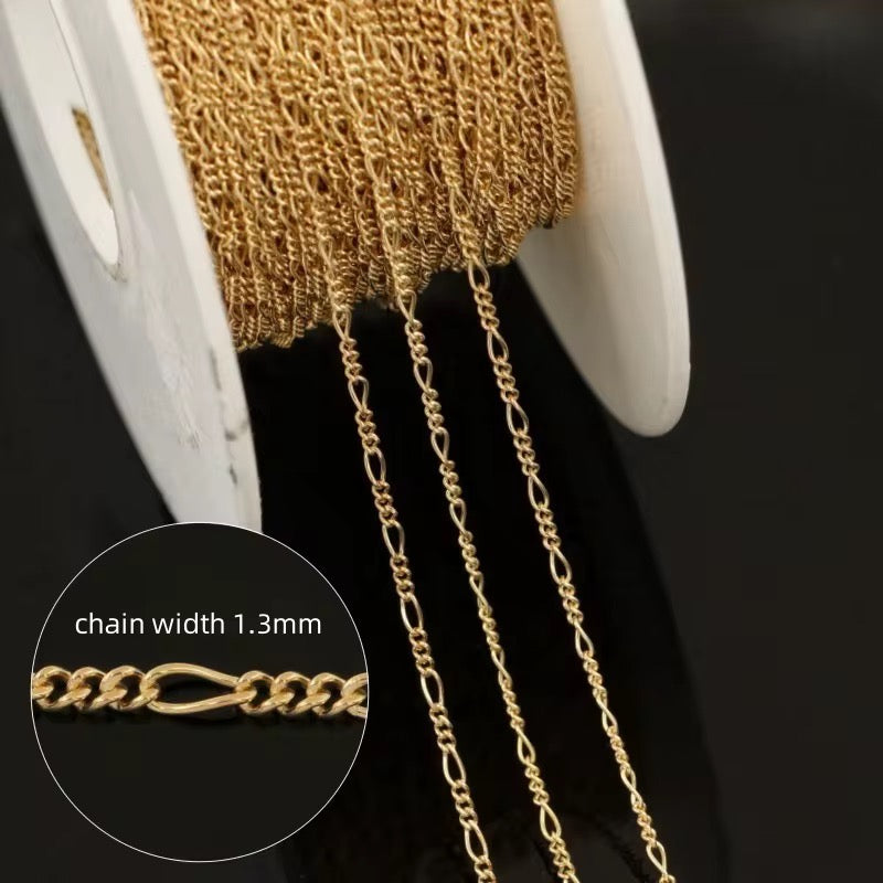 PER INCH 14K Gold Filled 1.3mm 1:3 Figaro Chain Curb Chain - Dainty chain - LK25GFCL-1