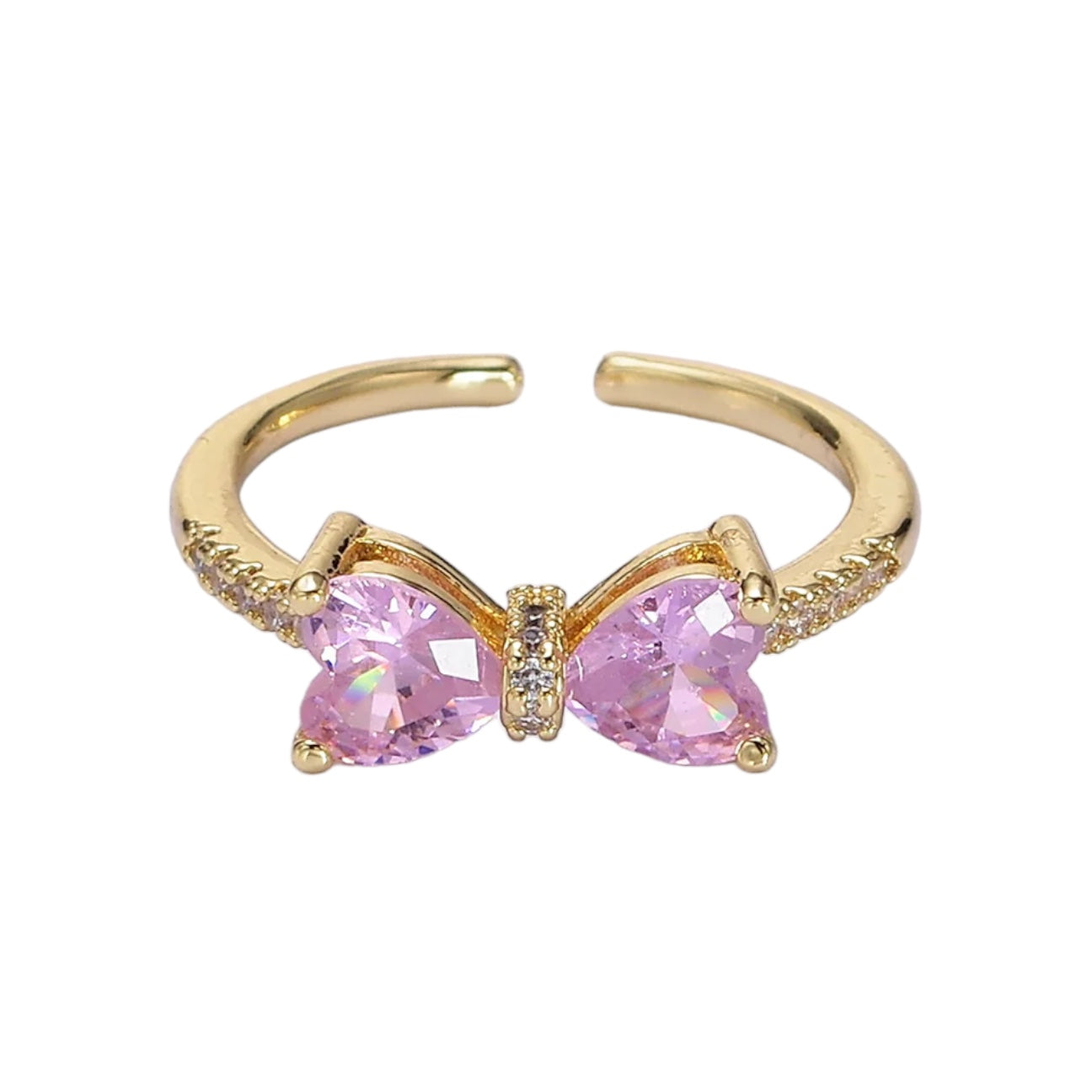 “Juliette” 14k gold filled cubic zirconia bow adjustable ring