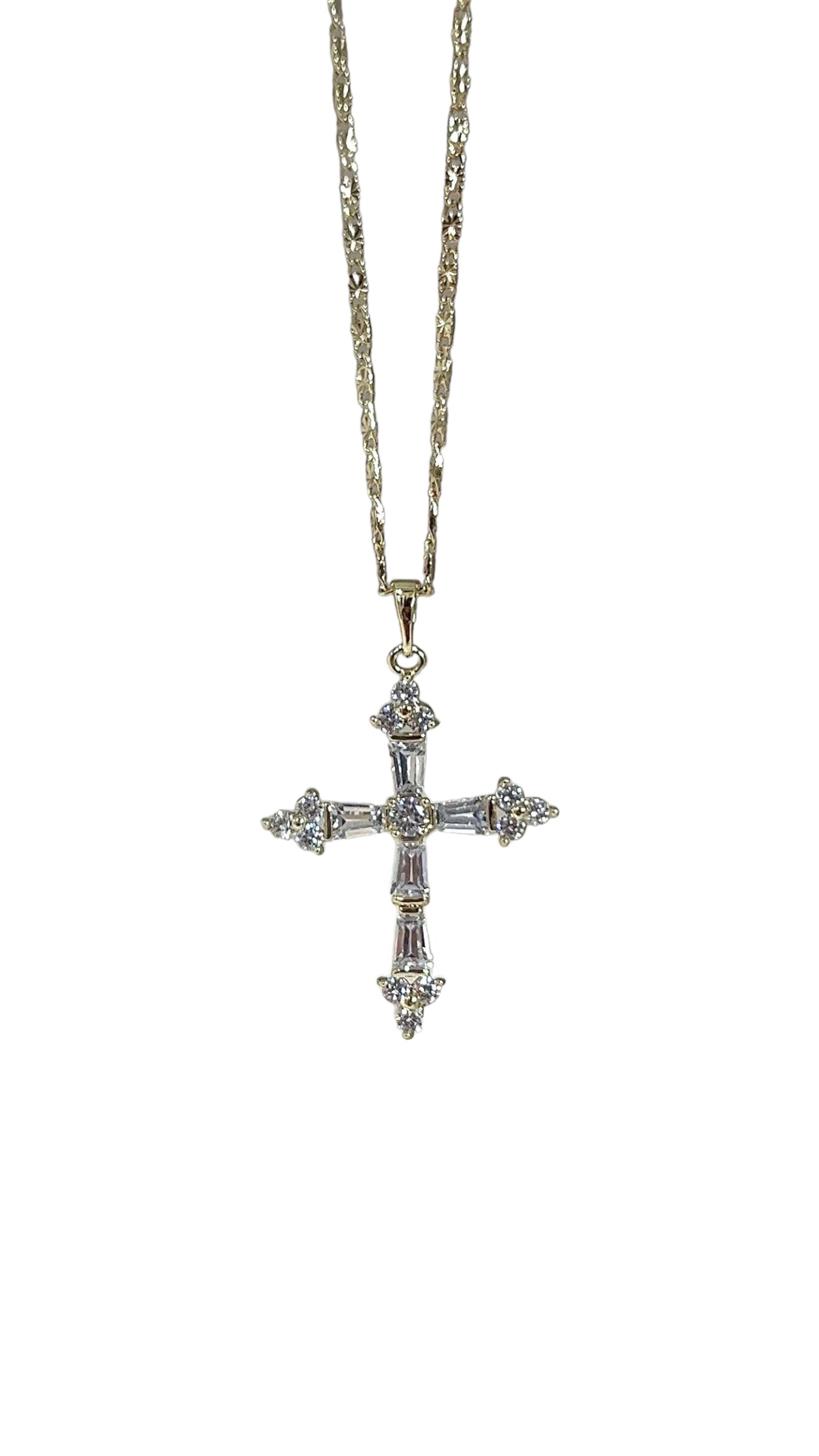 “Lucid” 14k gold filled crystal cross necklace