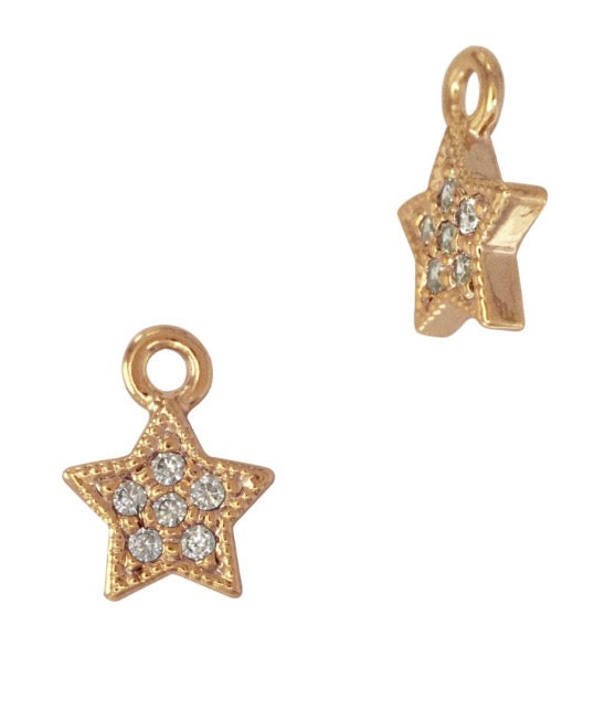 Sparkly diamond gold star dangle charm- MRS1346