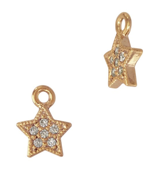Sparkly diamond gold star dangle charm- MRS1346