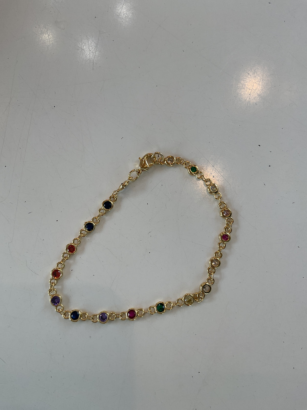 Gold filled multicolor CZ tarnish resistant bracelet