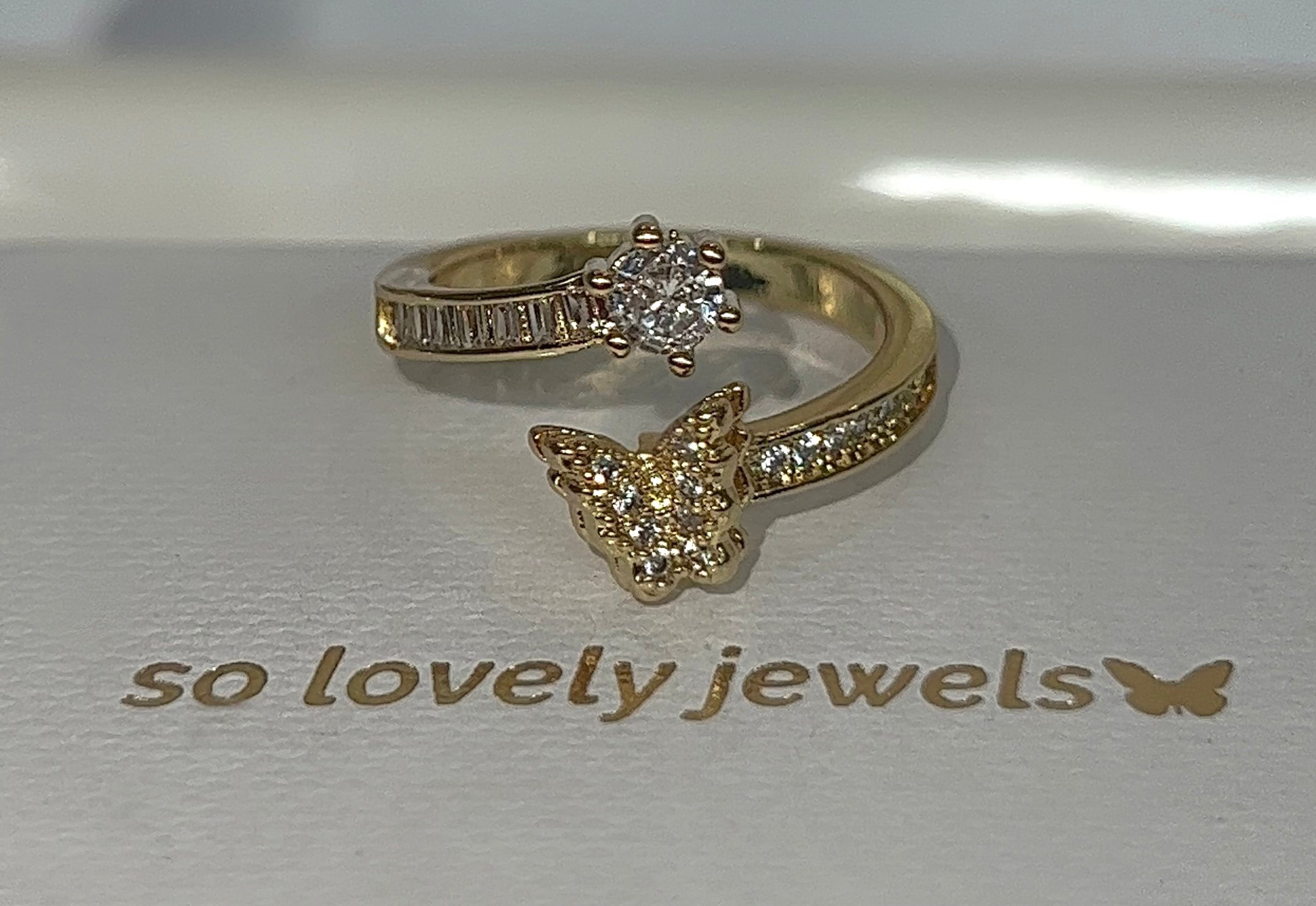 “flutter” 14k gold filled CZ adjustable ring