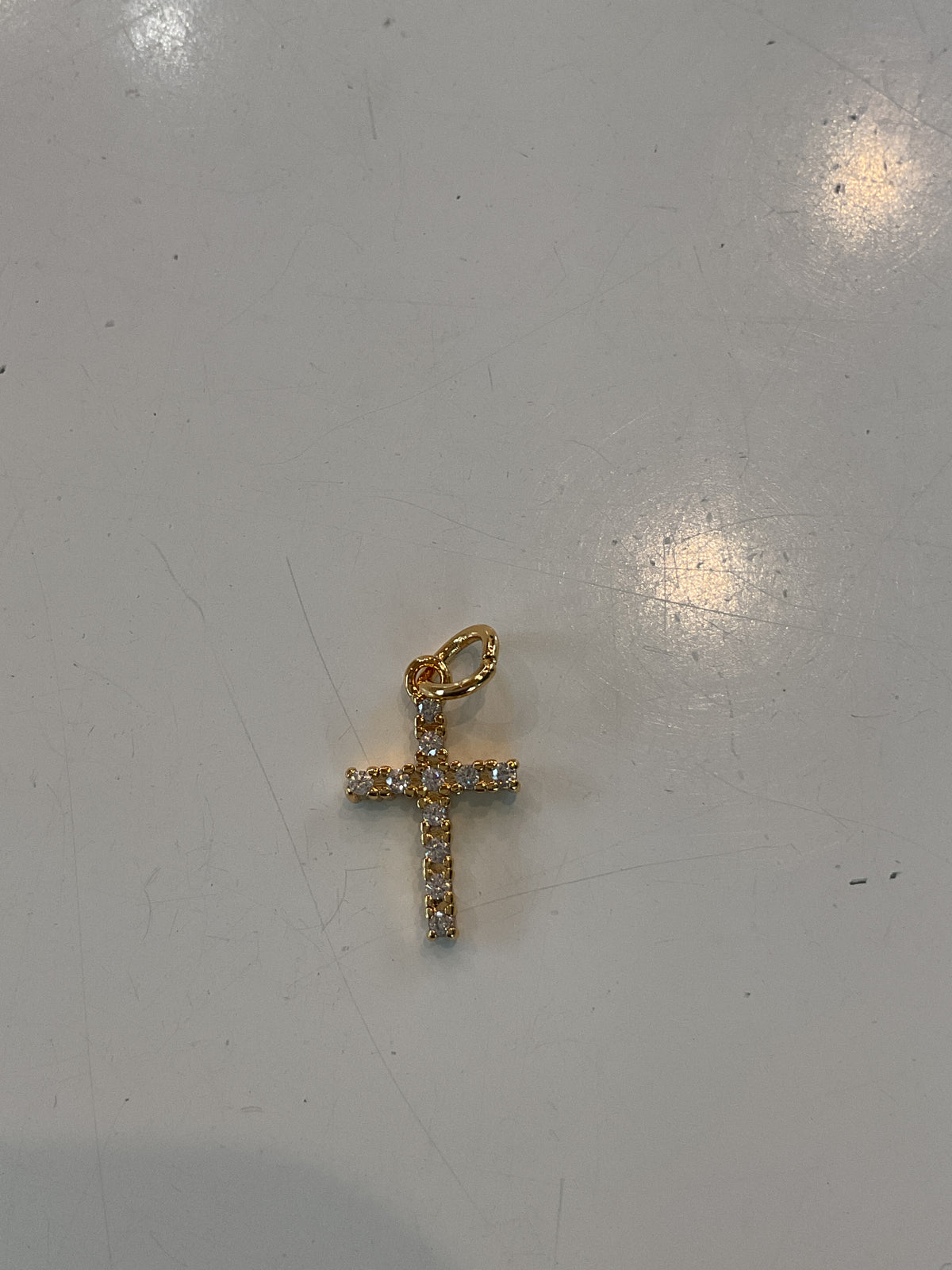 24k gold filled micro paved CZ cross mini charm