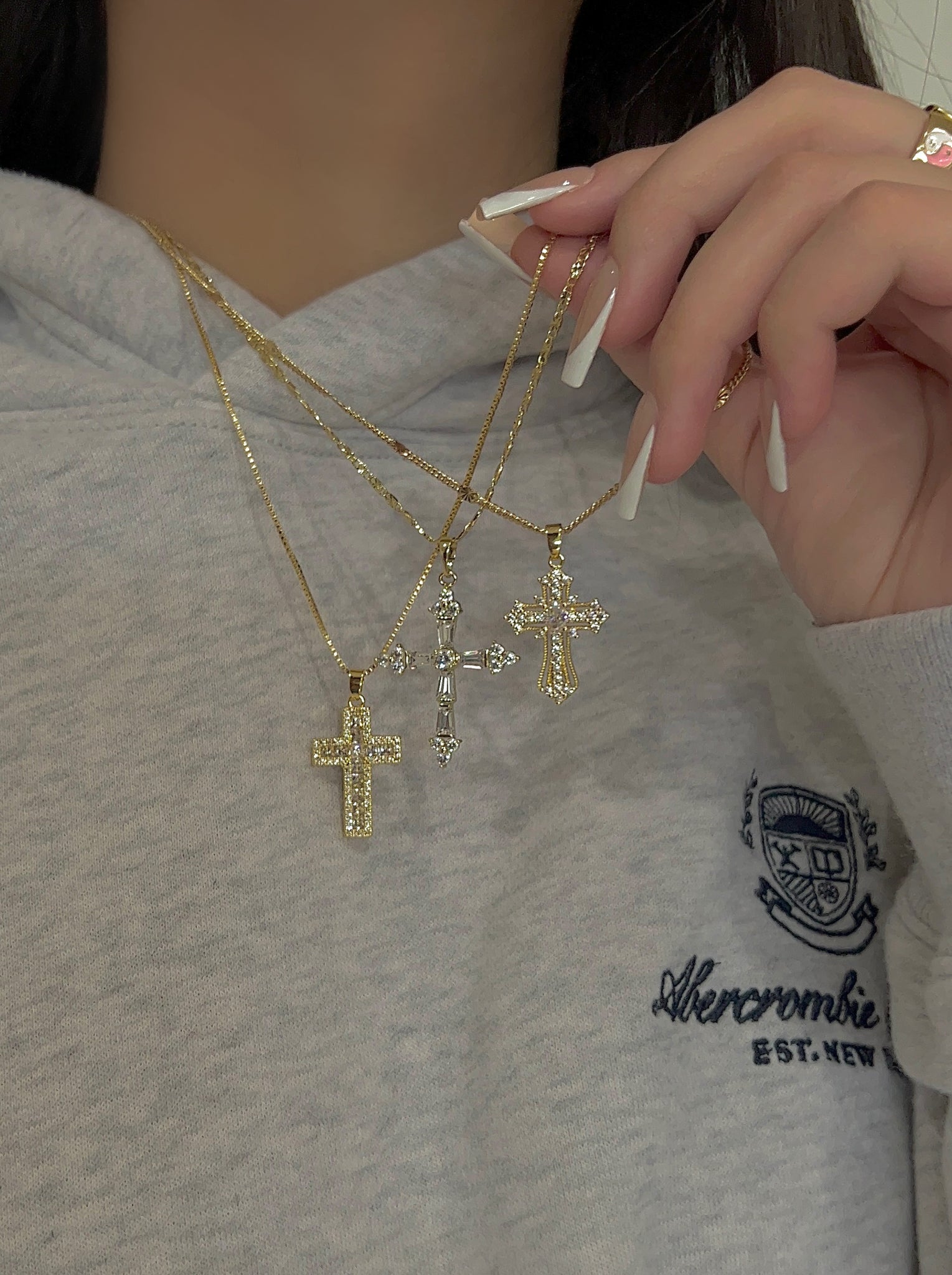 大人気 14kgf maria cross necklace-